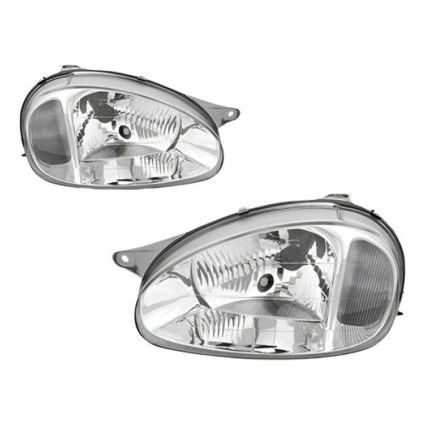 Par Farol Corsa 00 A 2002 Carcaça Cinza Lente Policarbonato