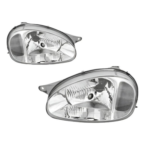 Par Farol Corsa 00 A 2002 Carcaça Cinza Lente Policarbonato