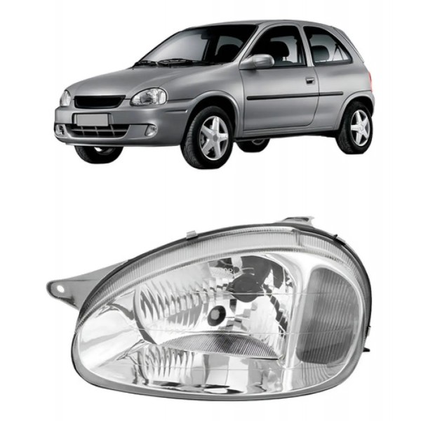 Farol Corsa 2000 A 2002 Carcaça Cinza Lente Policarbonato