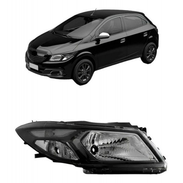 Farol Onix / Prisma 2013 A 2016 Manual Mascara Negra Cromado