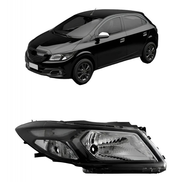 Farol Onix / Prisma 2013 A 2016 Manual Mascara Negra Cromado