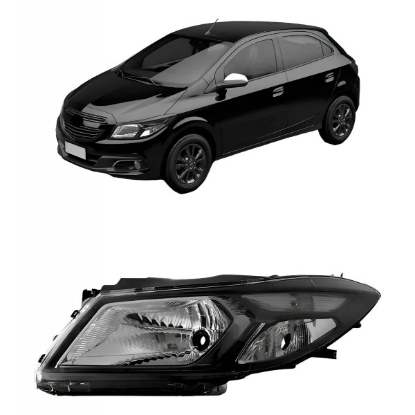 Farol Onix / Prisma 2013 A 2016 Manual Mascara Negra Cromado