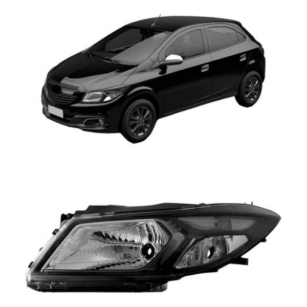Farol Onix / Prisma 2013 A 2016 Manual Mascara Negra Cromado