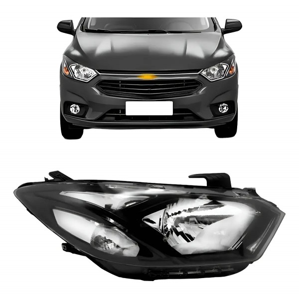 Farol Onix 2017 2018 2019 2020 Manual Sem Led Friso Preto