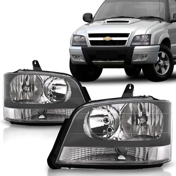 Farol S10 Blazer 01 2002 2003 2004 A 2011 Máscara Cinza