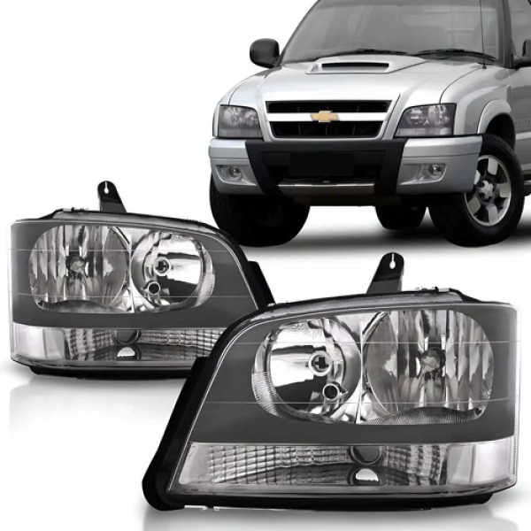 Farol S10 Blazer 01 2002 2003 2004 A 2011 Máscara Cinza