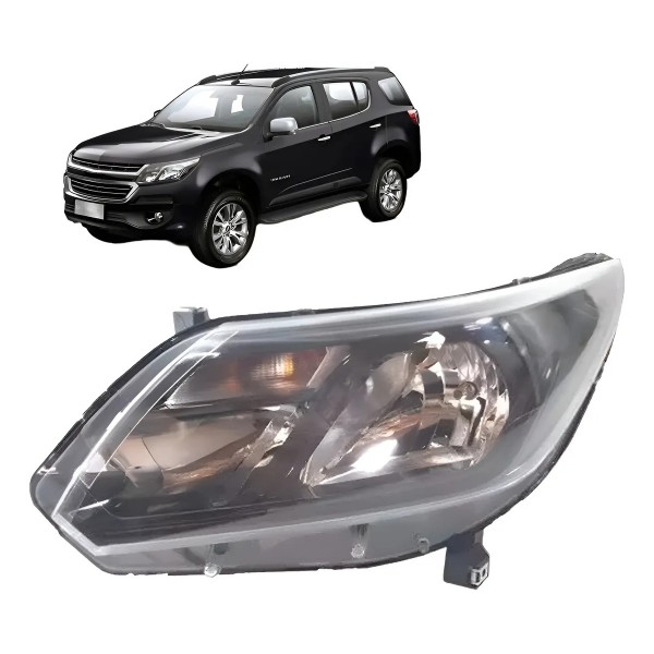 Farol S10 Trailblazer 2017/ Manual C/ Friso Preto S/ Led