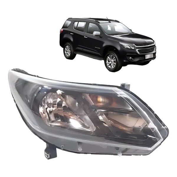 Farol S10 Trailblazer 2017/ Manual C/ Friso Preto S/ Led
