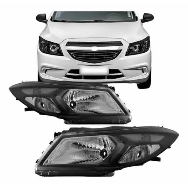Par Farol Onix Prisma 2013 Á 2019 Manual Máscara Negra Tyc