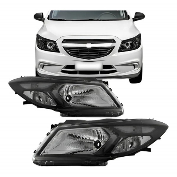 Par Farol Onix Prisma 2013 Á 2019 Manual Máscara Negra Tyc