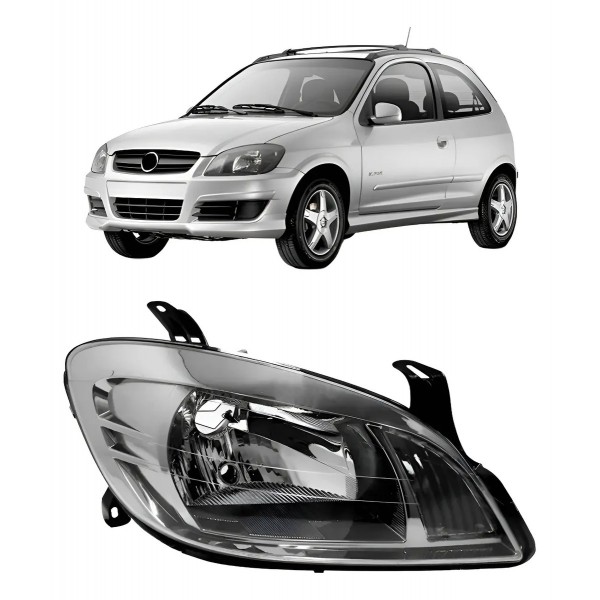 Farol Chevrolet Celta E Prisma 2007 A 2012 Fumê Claro