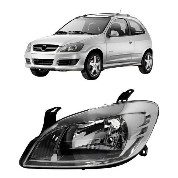 Farol Chevrolet Celta E Prisma 2007 A 2012 Fumê Claro