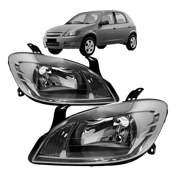 Par Farol Chevrolet Celta Prisma 2007 Á 2012 Fumê Claro.