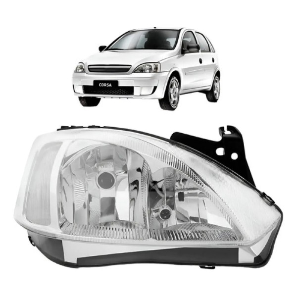 Farol Chevrolet Corsa Montana 2003 Á 2007 Cromado Manual Ty
