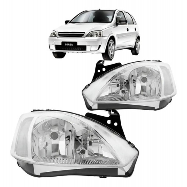 Farol Chevrolet Corsa Montana 2003 Á 2007 Cromado Manual Ty