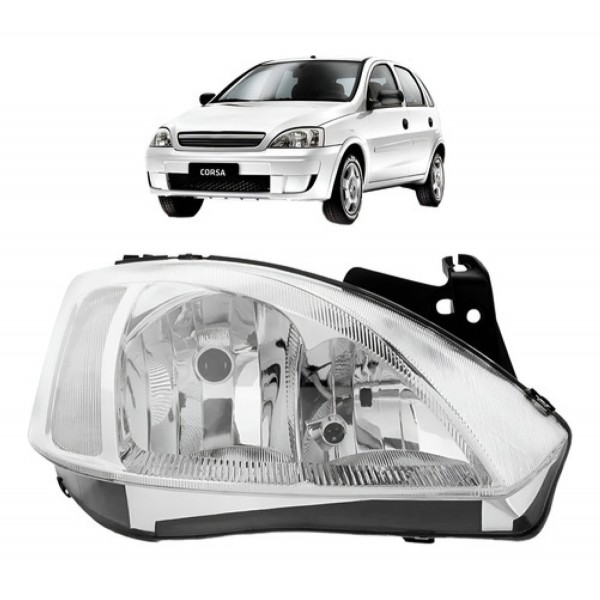 Farol Chevrolet Corsa Montana 2003 Á 2007 Cromado Manual Ty