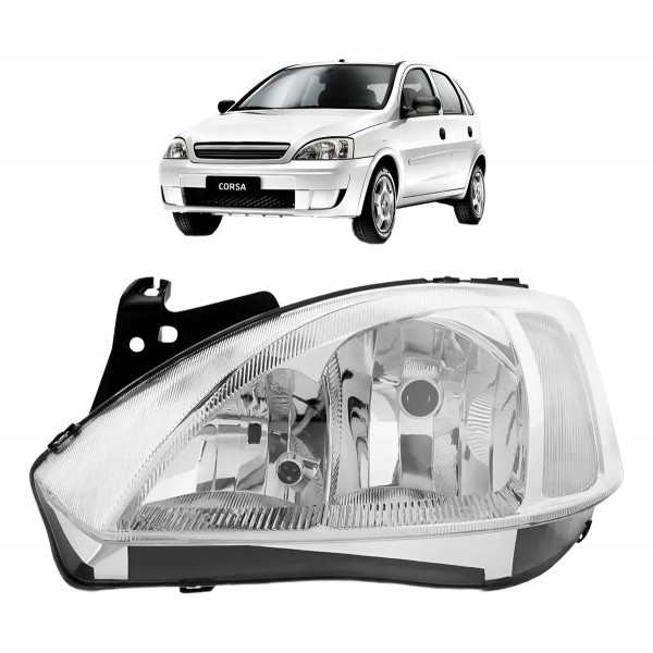 Farol Chevrolet Corsa Montana 2003 Á 2007 Cromado Manual Ty