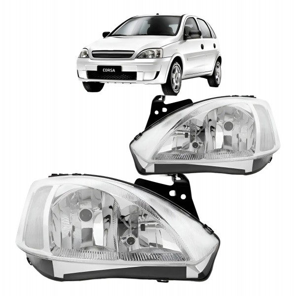 Farol Chevrolet Corsa Montana 2003 Á 2007 Cromado Manual Ty