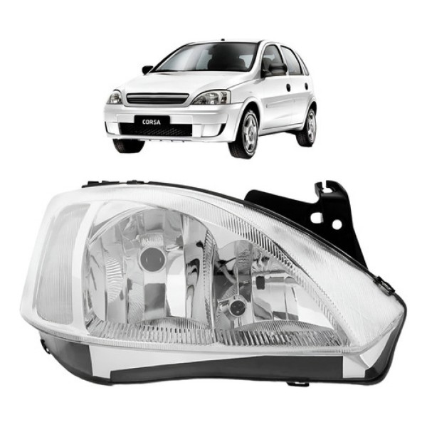 Farol Chevrolet Corsa Montana 2003 Á 2007 Cromado Manual Ty