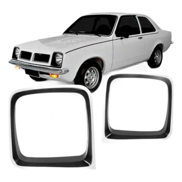 Par Aro Moldura Farol Chevette 1981 A 1982 Preto C/ Garantia