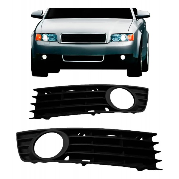 Par Grade Moldura Milha Audi A4 2002 2003 2004 Preto