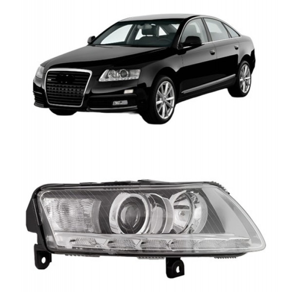 Farol Para Audi A6 2009 A 2011 Elétrico C/ Led Entrada Xên
