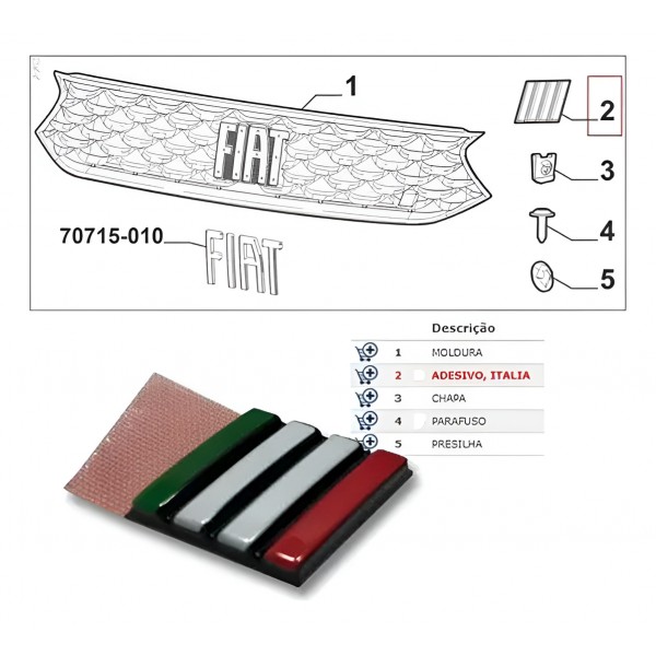 Emblema Grade Itália Fiat Argo Cronos Mobi Strada Toro Pulse