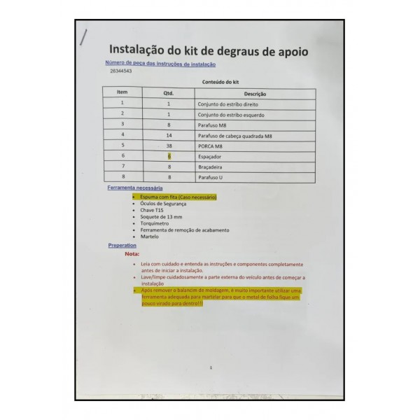 Estribo Lateral Tracker 2020 2024 Direito + Manual & Peças Cromado