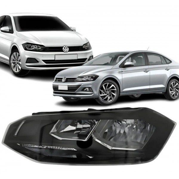 Farol Esquerdo Polo Virtus 2018 A 2022 Friso Preto Esquerdo/motorista