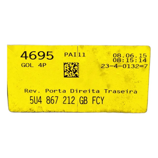 Forro Porta Traseira Direita Gol G5 G6 G7 2009 A 2021