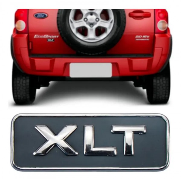 Emblema Tampa Traseira Xlt Ecosport 2003 A 2012 Preto
