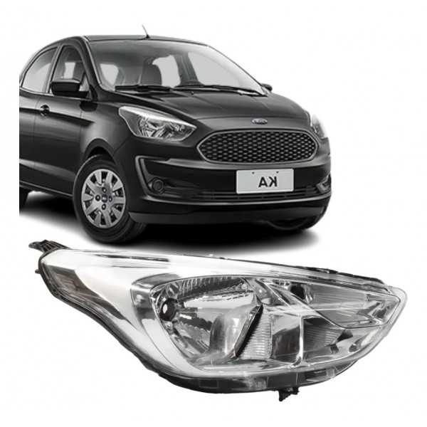 Farol Manual Ford Ka 2019 A 2022 Direito Cromado Direito/passageiro