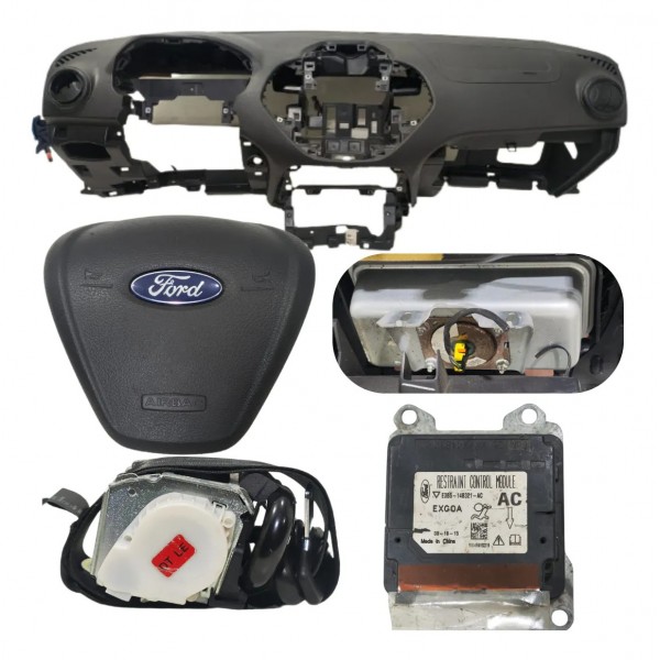 Kit Airbag Bolsa Cinto Modulo Ford Ka 2015 A 2021 C/ Riscos Preto