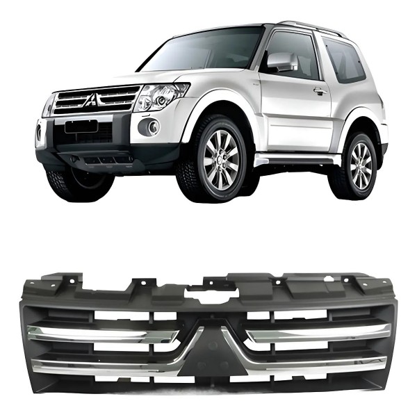 Grade Radiador Pajero Full 2008 A 2010 Preta Moldura Cromada