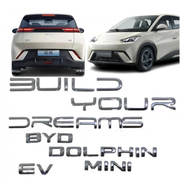Kit Jogo Completo Emblema Tampa Traseira Byd Dolphin 2024/26 Cromado