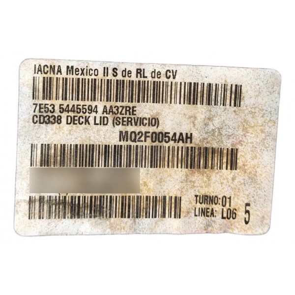 Forro Tampa Traseira Fusion 2006 A 2009 7e535445594