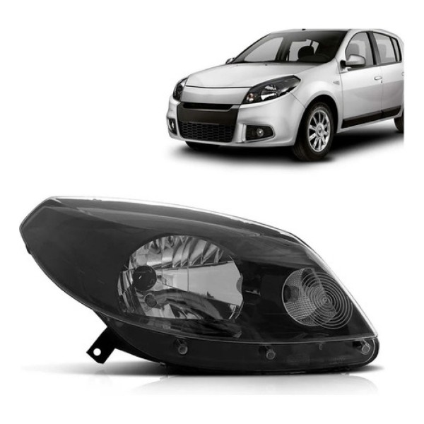 Farol Sandero 2012 2013 2014 Manual Máscara Negra
