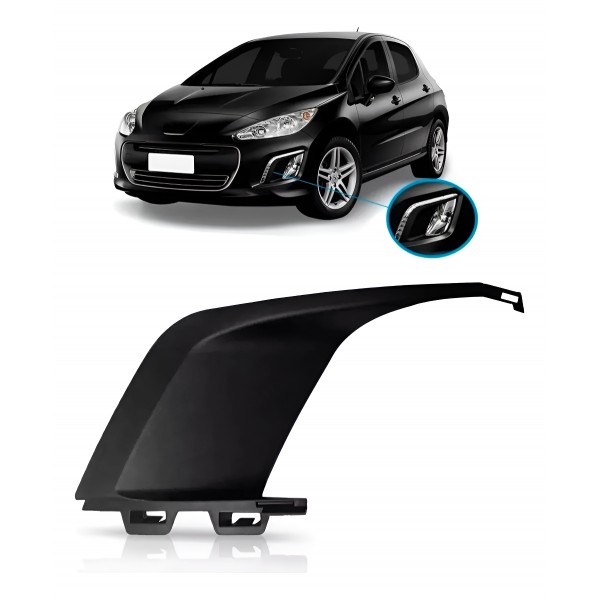Moldura Milha Dianteiro Peugeot 308 2012 13 14 2015 Esquerdo Preto Esquerdo