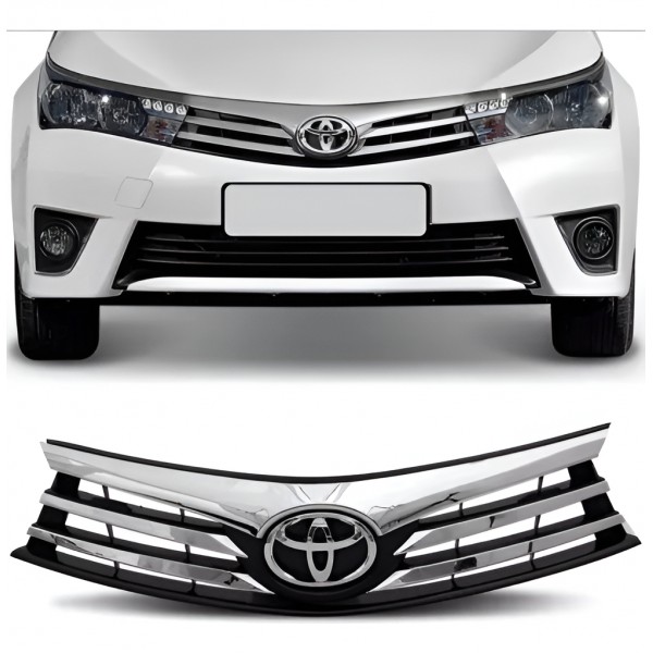 Grade Dianteira Corolla 2015 2016 2017 Cromada C/ Emblema - Padrão Original - Ambos Lados