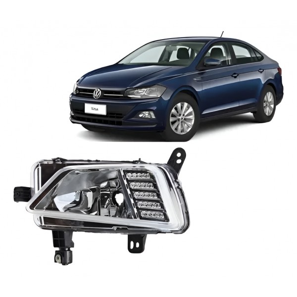 Farol Auxiliar Milha Polo Virtus 2018/2021 Esquerdo Cromado - Padrão Original