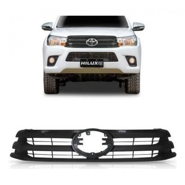 Grade Frontal Dianteira Hilux 2016 2017 Preta Lisa Padrão Original Ambos Lados
