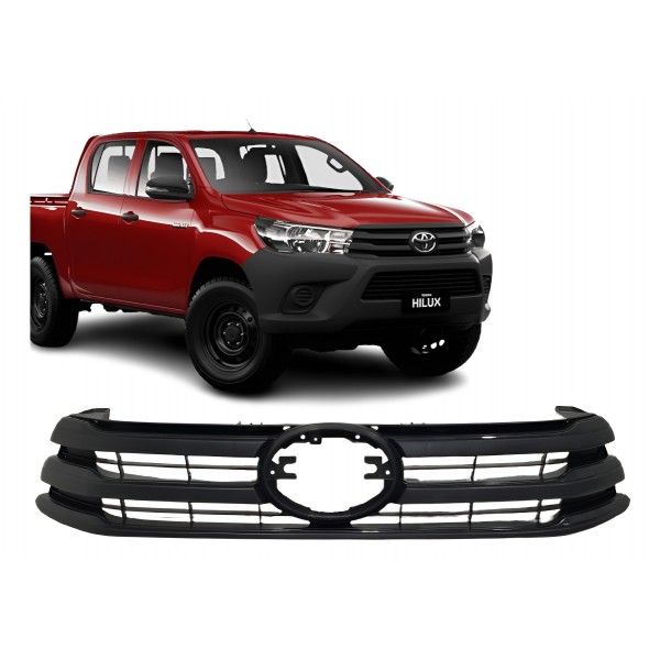 Grade Dianteira Superior Hilux 2016 A 2017 Preto Preto Brilhante