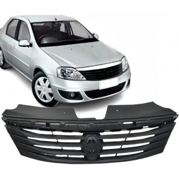 Grade Radiador Parachoque Dianteiro Logan 2011 A 2013 Preto Natural