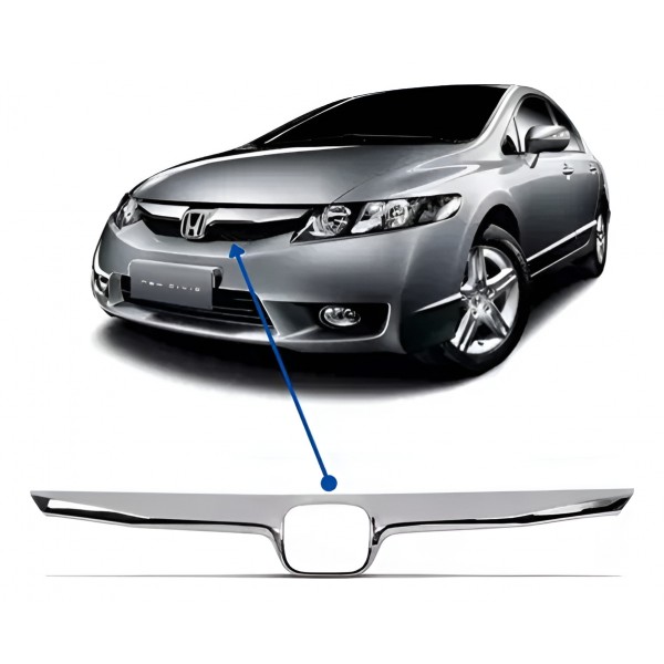 Grade Friso Honda New Civic 2009 2010 2011 Dianteiro Cromado Padrão Original Ambos Lados