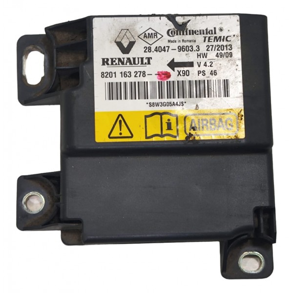 Kit Airbag Renault Sandero Logan 2009/2014 Seminovo Preto