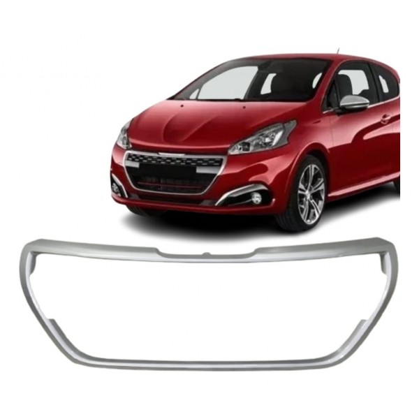 Moldura Aplique Grade Peugeot 208 2017 A 2020 Cinza Cinza Natural