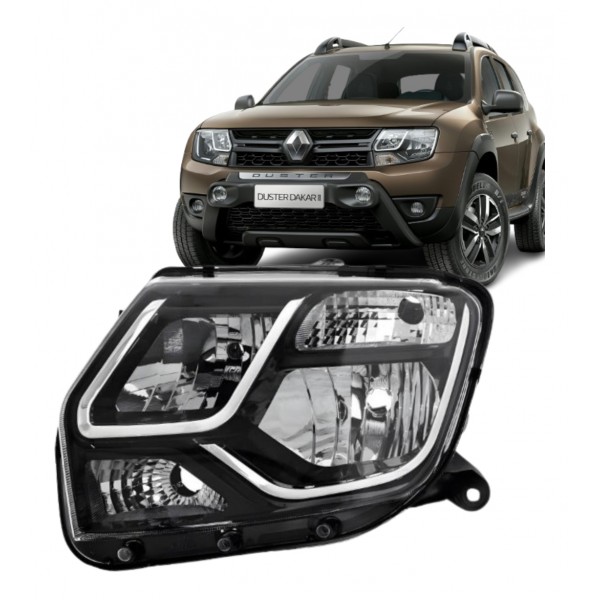 Farol Esquerdo Manual Duster 2016 A 2020 Mascara Negra Esquerdo/motorista