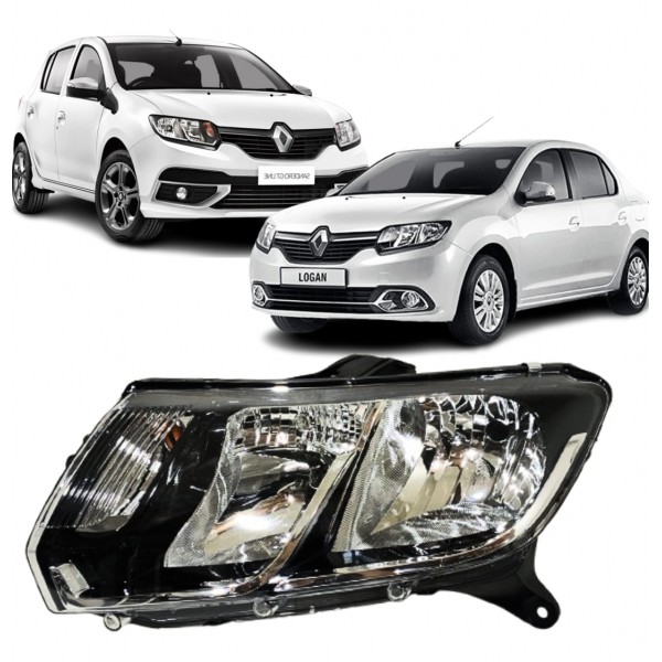 Farol Sandero Logan 2014 15 16 17 18 2019 Lado Esquerdo Esquerdo/motorista Esquerdo/motorista