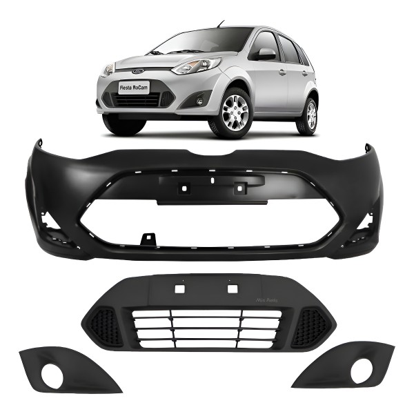 Kit Frente Parachoque Grade Molduras Fiesta Rocam 2010/2014