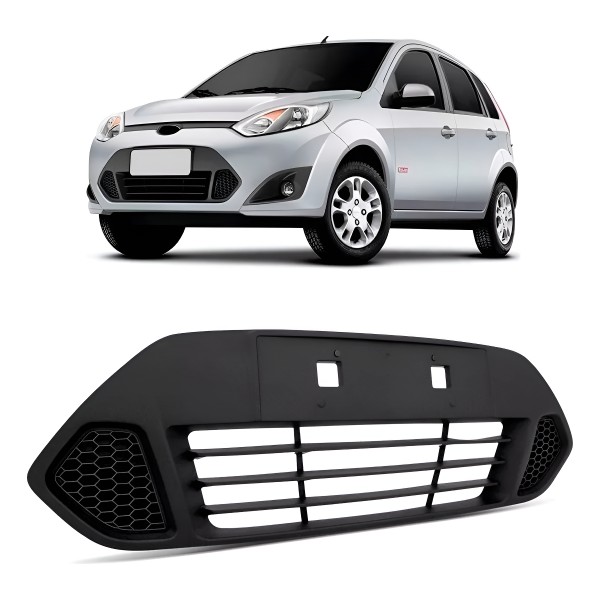 Grade Tela Central Parachoque Fiesta 2011 2012/ Hatch Sedan Preto